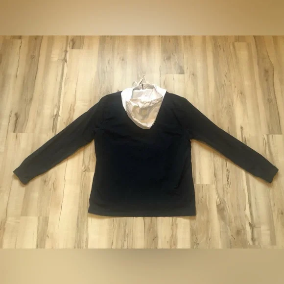 Abercrombie & Fitch Navy Pullover Zip Hoodie with White Hood Cotton Boat Jacket - Picture 8 of 9